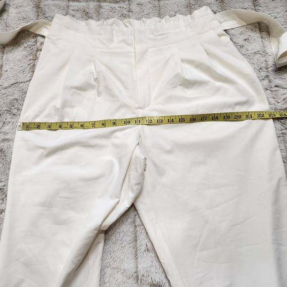 SIZE L (12-14 US) Cropped dress pant High waist White Pockets CALVIN KLEIN - Picture 12 of 15